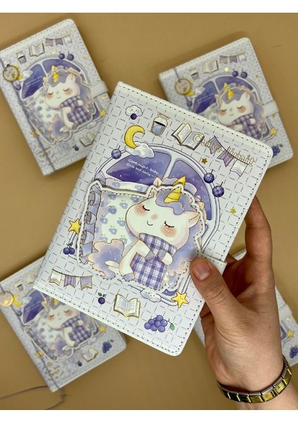 Sevimli Unicorn Özel Tasarım Renkli Resimli Defter/notebook/günlük/bullet Journal