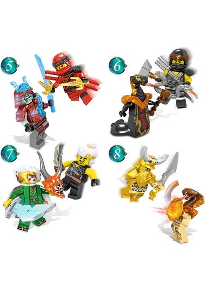24 Adet DG1002 Legoıngly Ninjagoes Setleri Nınja Savaşçı Buz Imparatoru Kahramanlar Aksiyon Figürleri Kai Jay Cole Zane Nya Lloyd Minifig Oyuncaklar (Yurt Dışından)