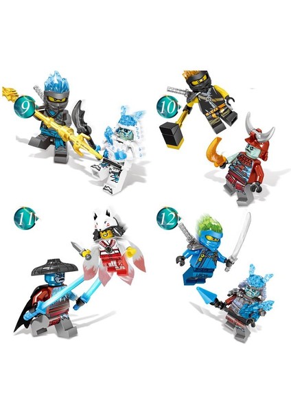 24 Adet DG1002 Legoıngly Ninjagoes Setleri Nınja Savaşçı Buz Imparatoru Kahramanlar Aksiyon Figürleri Kai Jay Cole Zane Nya Lloyd Minifig Oyuncaklar (Yurt Dışından)