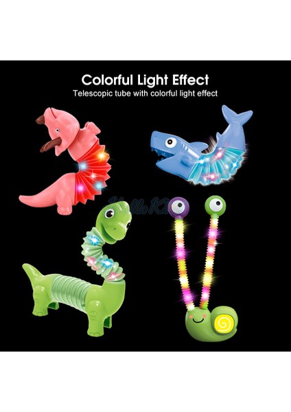 Hellokimi Pop Tüp Fidget Dinozor Oyuncakları Fidget Duyusal Tüpler Yeni Pop Tüpler Pop It Borular Çocuklar Çocuklar Için Işık Efektli Oyuncaklar (Yurt Dışından)