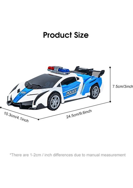 Hellokimi Elektrikli Oyuncak Araba 360° Dönen Polis Arabası LED Işıklı Müzik Dans Deformasyon Dönen Araba Otomatik Kaldırma Kapısı Evrensel Polis Arabaları Eğitici Oyuncak Çocuklar Için Hediyeler (Yurt Dışından)