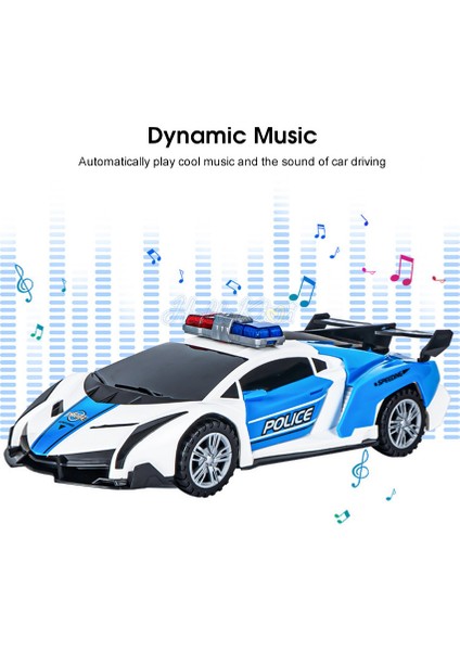Hellokimi Elektrikli Oyuncak Araba 360° Dönen Polis Arabası LED Işıklı Müzik Dans Deformasyon Dönen Araba Otomatik Kaldırma Kapısı Evrensel Polis Arabaları Eğitici Oyuncak Çocuklar Için Hediyeler (Yurt Dışından)