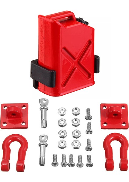 Srıwen 2020 1 Takım Rc Kaya Paleti 1:10 Mini Yakıt Deposu Tamıya CC01 Eksenel SCX10 90046 D90 D110 Tf2 Traxxas Trx-4 Paletli Kamyon, Kırmızı ve 2 Adet Metal Ön Arka Tampon Kurtarma Römork Kancası (Yurt Dışından)