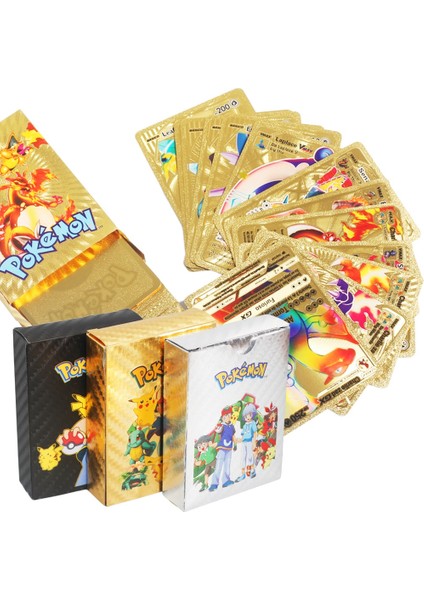 Yenı 54 Adet Español/fransa/ingilizce Cartas Pokemon Metalicas Vmax Gx Kart Kutusu Altın Harfler Oyun Kartları Metalicas Charizard Oyuncak (Yurt Dışından)