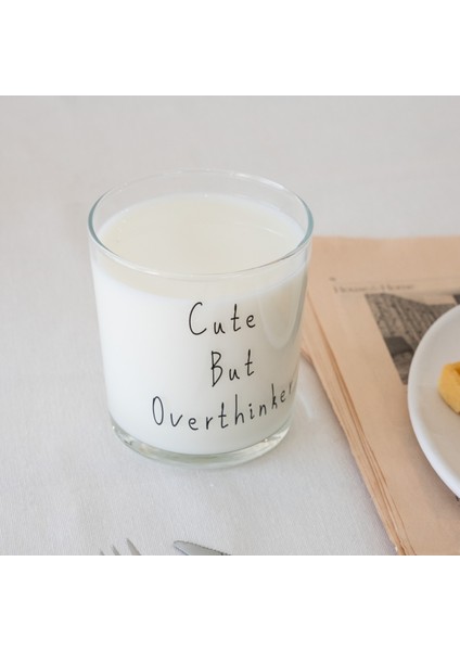 "cute But Overthinker" Cam Meşrubat & Su Bardağı - 380 ml