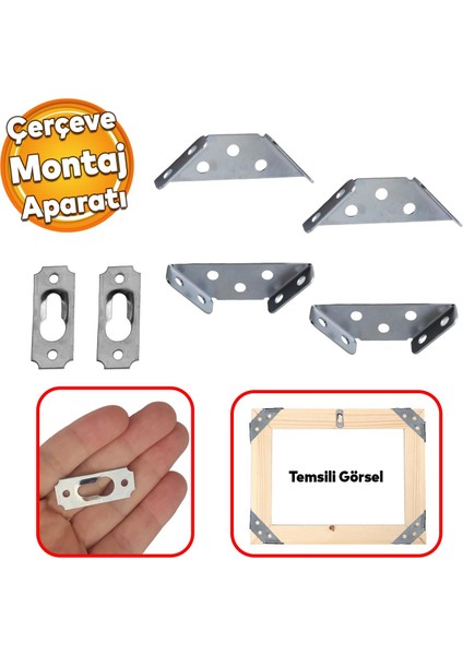 Metal Çok Amaçlı Köşe Birleştirme Aparat Pvc Ahşap Çerçeve Tablo Montaj Köşe Gönye Asma Aparat Askı