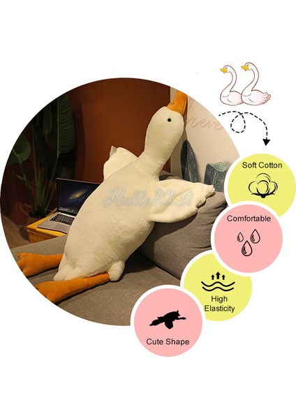 Hellokimi Uzun Peluş Beyaz Kaz Yıkanabilir Uyku Yastığı Büyük Beyaz Kaz Peluş Oyuncak Kaz Oyuncak Dolması Gerçekçi Büyük Kanatlar Ördek Kucaklama Masaj Atma Yastığı Erkek Arkadaşı Yastık Kız Için (Yurt Dışından)
