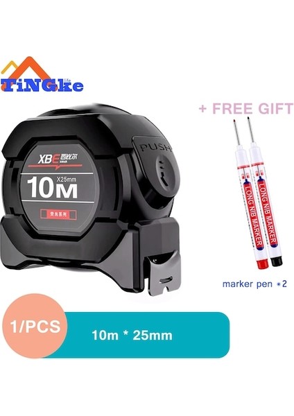 10M-KENDINDEN Kilitlemeli Yüksek Hassasiyetli Çelik Mezura Geri Alınabilir Kalınlaştırılmış, Aşınmaya Dayanıklı Ölçüm Bandı 10M Metrik Ölçüm Araçları (Yurt Dışından)