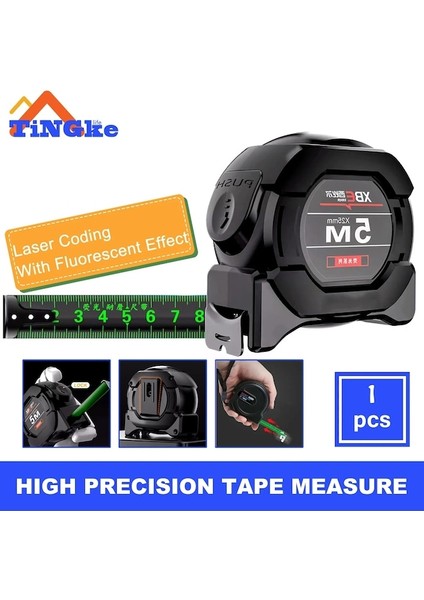 10M-KENDINDEN Kilitlemeli Yüksek Hassasiyetli Çelik Mezura Geri Alınabilir Kalınlaştırılmış, Aşınmaya Dayanıklı Ölçüm Bandı 10M Metrik Ölçüm Araçları (Yurt Dışından) fiyatları
