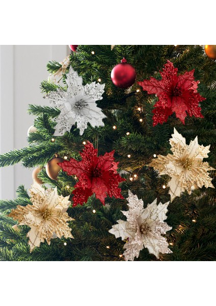 Noel Dekorasyonu Poinsettia Yapay Bitkiler Ev Partisi Dekorasyonu (Yurt Dışından)