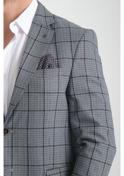 Pakito Erkek Kömür Siyah Ekose Slim Fit Mono Yaka Spor Blazer Ceket fiyatları