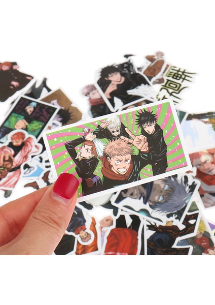 50 Adet Anime Jujutsu Kaisen Çıkartmalar Snowboard Dizüstü Bagaj Gitar Bavul (Yurt Dışından)
