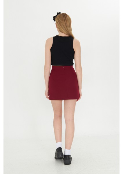 Zile Mini Etek Bordo