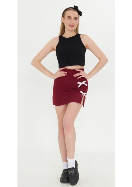Zile Mini Etek Bordo