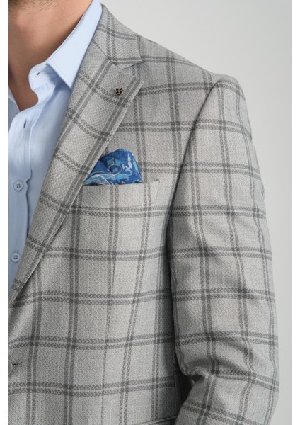 Sanofi Erkek Gri Ekose Slim Fit Mono Yaka Spor Blazer Ceket fiyatları