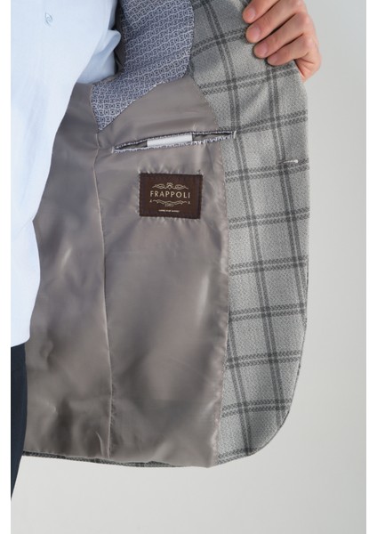 Sanofi Erkek Gri Ekose Slim Fit Mono Yaka Spor Blazer Ceket fırsatları