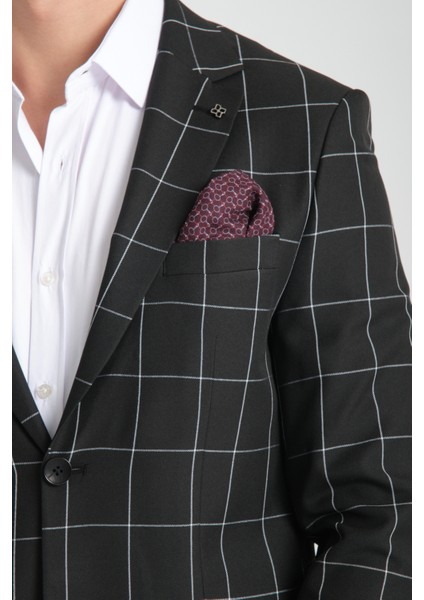 Girado Erkek Siyah Ekose Slim Fit Mono Yaka Spor Blazer Ceket fiyatları