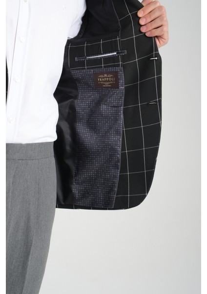 Girado Erkek Siyah Ekose Slim Fit Mono Yaka Spor Blazer Ceket fırsatları