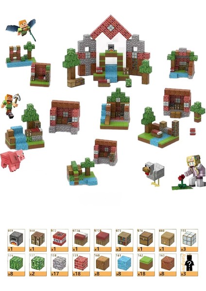 100 Adet Mc Minecraft Manyetik Blok Seti Çocuk Eğitici Montaj Kare Blok Blok Oyuncakları (Yurt Dışından)