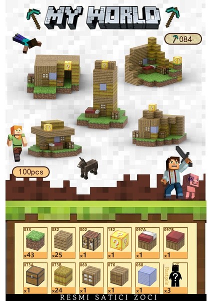 100 Adet Mc Minecraft Manyetik Blok Seti Çocuk Eğitici Montaj Kare Blok Blok Oyuncakları (Yurt Dışından) fırsatları
