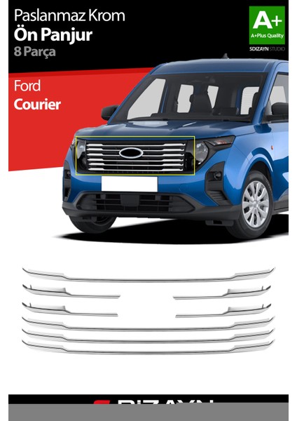 Ford Courier Krom Ön Panjur 8 Prç. 2023 Üzeri A+ Kalite
