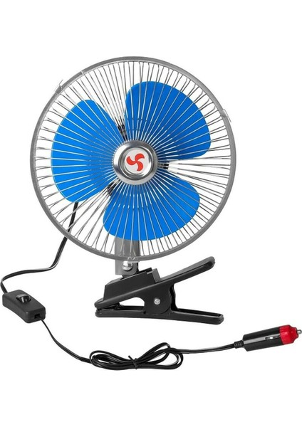 Araç Içi Vantilatör Oto Pervane 6" 12 Volt Uyumlu Mandallı Çakmaklık Girişli