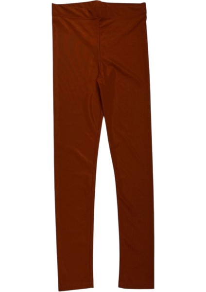 Marka Parlak Kiremit Rengi Kadın Tayt