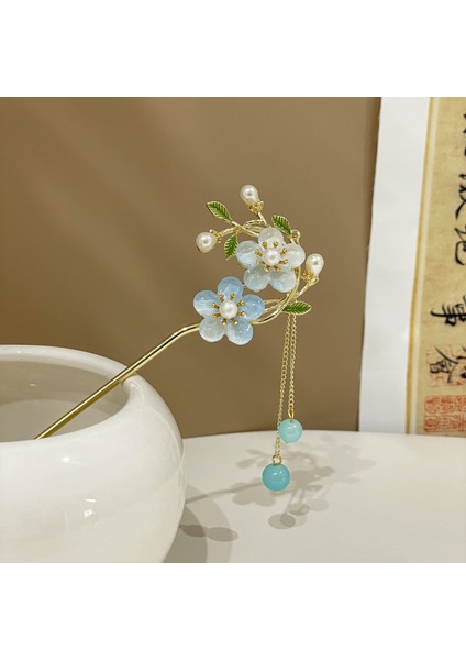 Yeni Çin Antik Tarzı Çiçek Saç Tokası Modern Gelişmiş Saç Tokası Duygusu Kadın Baş Plakası Saç Saç Tokası Hanfu Adım Ahşap Saç Tokası Şapkalar (Yurt Dışından)