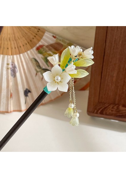 Yeni Çin Antik Tarzı Çiçek Saç Tokası Modern Gelişmiş Saç Tokası Duygusu Kadın Baş Plakası Saç Saç Tokası Hanfu Adım Ahşap Saç Tokası Şapkalar (Yurt Dışından)