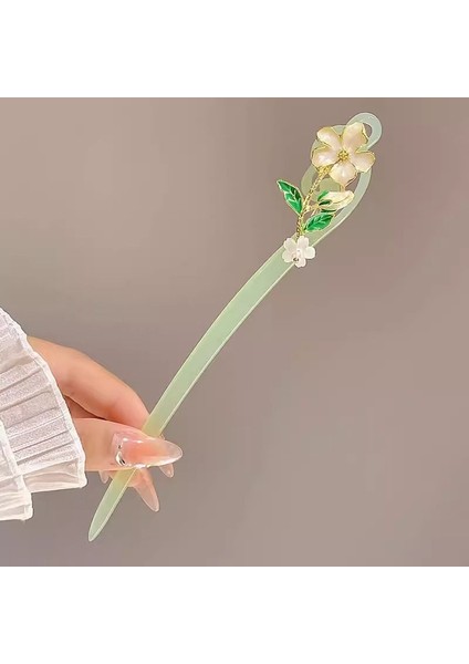 Yeni Çin Antik Tarzı Çiçek Saç Tokası Modern Gelişmiş Saç Tokası Duygusu Kadın Baş Plakası Saç Saç Tokası Hanfu Adım Ahşap Saç Tokası Şapkalar (Yurt Dışından)