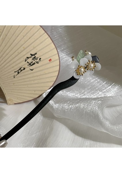 Yeni Çin Antik Tarzı Çiçek Saç Tokası Modern Gelişmiş Saç Tokası Duygusu Kadın Baş Plakası Saç Saç Tokası Hanfu Adım Ahşap Saç Tokası Şapkalar (Yurt Dışından)