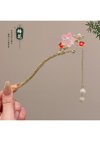 Yeni Çin Antik Tarzı Çiçek Saç Tokası Modern Gelişmiş Saç Tokası Duygusu Kadın Baş Plakası Saç Saç Tokası Hanfu Adım Ahşap Saç Tokası Şapkalar (Yurt Dışından)