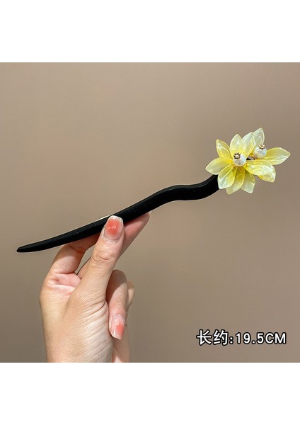 Yeni Çin Antik Tarzı Çiçek Saç Tokası Modern Gelişmiş Saç Tokası Duygusu Kadın Baş Plakası Saç Saç Tokası Hanfu Adım Ahşap Saç Tokası Şapkalar (Yurt Dışından)