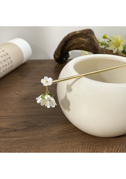 Yeni Çin Antik Tarzı Çiçek Saç Tokası Modern Gelişmiş Saç Tokası Duygusu Kadın Baş Plakası Saç Saç Tokası Hanfu Adım Ahşap Saç Tokası Şapkalar (Yurt Dışından)