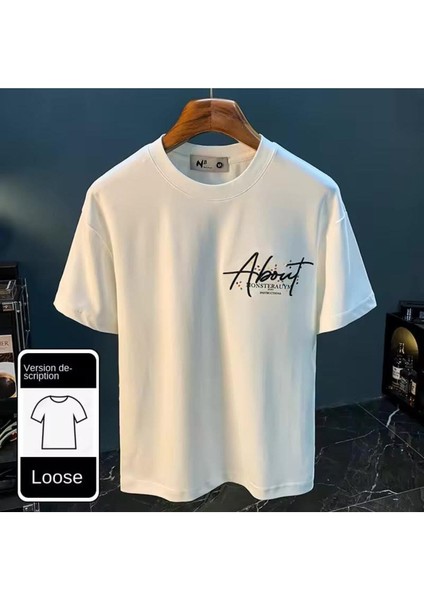 Unisex Kelebek Baskılı Bisiklet Yaka Oversize T-Shirt