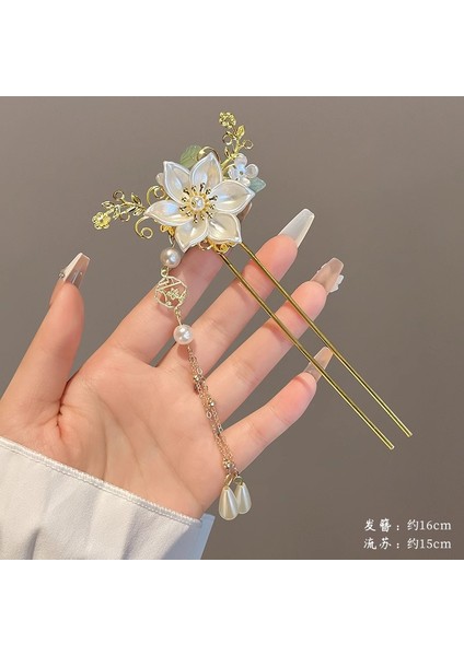 Yeni Çin Antik Tarzı Çiçek Saç Tokası Modern Gelişmiş Saç Tokası Duygusu Kadın Baş Plakası Saç Saç Tokası Hanfu Adım Ahşap Saç Tokası Şapkalar (Yurt Dışından)