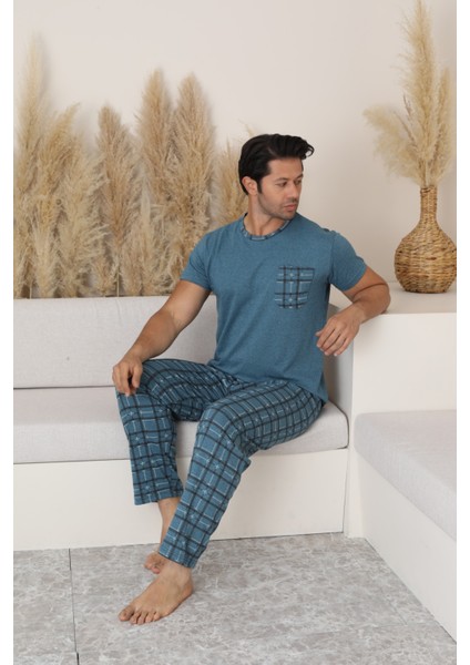 Erkek Ekose Cepli Pijama Takımı