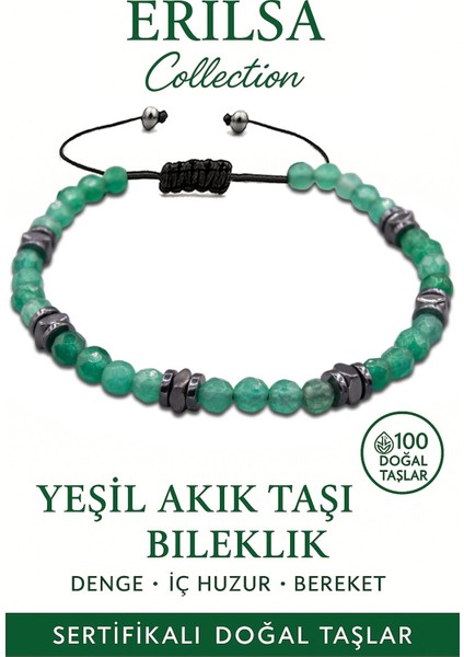 Sertifikalı Fasetli Aaa+ Terahertz ve Yeşil Akik Taşı Bileklik – İnce Model Şifa ve Denge