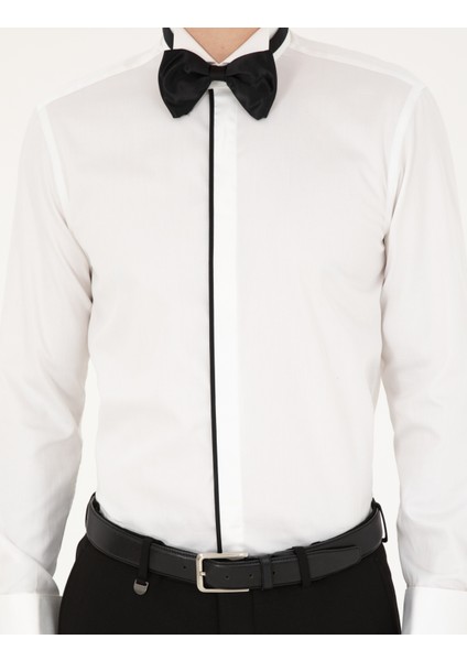 Erkek Beyaz Slim Fit Smokin Gömlek 50236026-VR013