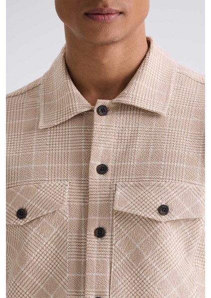 Taba Slim Fit Ekoseli Pamuklu Gömlek modelleri