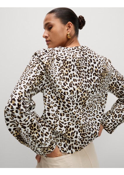 Saf Pamuklu Baskılı Bağcıklı Bluz modelleri