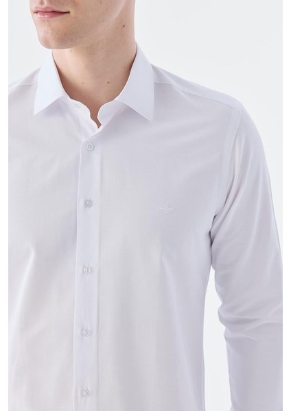 Düz Dar Kalıp - Slim Fit Beyaz Gömlek modelleri