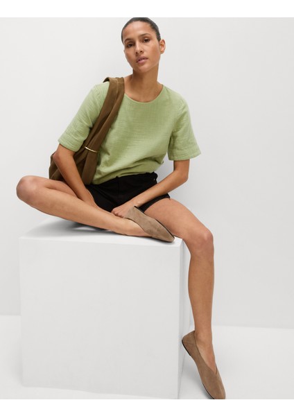 %100 Pamuklu Regular Fit Kısa Kollu Bluz