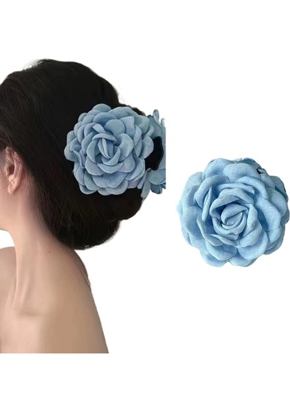 Kumaş Çiçek Köpekbalığı Klipsi Saç Tokası (Yurt Dışından)
