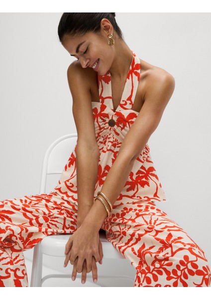 Saf Pamuklu Desenli Kısa Plaj Üstü indirimleri