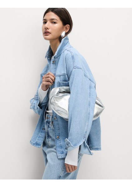 Saf Pamuklu Relaxed Fit Denim Gömlek Ceket