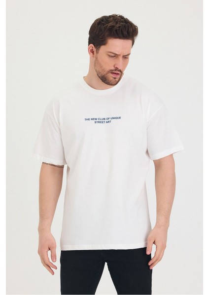 Bisiklet Yaka Oversize Ön ve Arka Baskılı Salaş Unisex T-Shirt