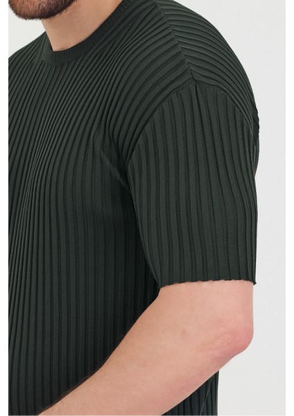 Erkek Bisiklet Yaka Fitilli Kısa Kollu Ince Triko T-Shirt modelleri