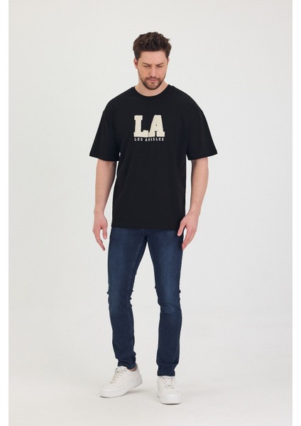 Bisiklet Yaka La Baskılı Oversize Salaş Unisex T-Shirt fiyatları