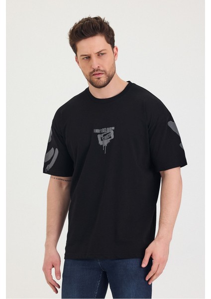 Bisiklet Yaka Oversize Ön ve Arka Baskılı Salaş Unisex T-Shirt